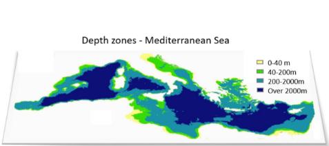 Figure 2: The study area and the considered depth zones